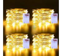 4 Pack Battery Fairy Lights, 5M 50 LED Micro Silver Wire String Lights