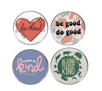 4 Pack Be Good, Do Good - Be Kind Heart Shaped Alloy Pins - Cute Inspirational Metal Badges
