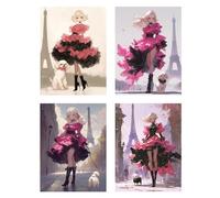 4 Pack Beauty Diamond Art for Kids Animal Diamond Painting Crystal Art Kits DIY Full Rhinestone Dimond Painting for Kids/Beginners, 5D Embroidery Cross Stitch Crafts Picture Home Decor 14x20in z1103f