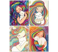 4 Pack Beauty Diamond Painting Kits for Adults, Diamond Art for Kids Color, DIY Full Drill Cross Stitch Embroidery Arts and Crafts for Adults, Gem Art Picture Kits for Home Wall Decor 18x23inch Z-759T