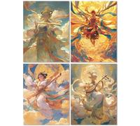 4 Pack Beauty Diamond Painting Kits for Adults, Diamond Art for Kids Retro, DIY Full Drill Cross Stitch Embroidery Arts and Crafts for Adults, Gem Art Picture Kits for Home Wall Decor 50x65cm Z-812T