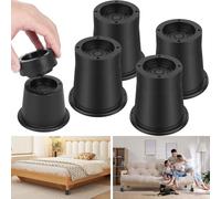 4 Pack Bed Risers 3.3 Inch Round Chair Raisers Table Leg Extenders Heavy Duty Furniture Risers Rubber Sofa Riser up to 6000 Lbs Bed Frame Riser Bed Raising Blocks for Couch Sofa Table Desk Chair