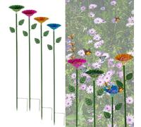 4-Pack Bee Watering Station | Flower-Design Metal Cups | Colorful Garden Decor Easy Install | Durable | Bee/Butterfly Feeder & Bath