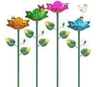 4 Pack Bee Watering Station Metal Butterfly Bee Water Feeder Cup, Vivid Flower Butterfly Bath Bowl Bee Watering Cups for Thirsty Pollinators Outdoor Garden Yard Decor