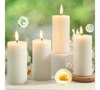 4 Pack Beeswax Pillar Candles,172 Hours Long Burning,Ivory White Beeswax Candles,Unscented Pure Bees Wax Candle for Home,Prayer,Dripless Smokeless Organic 100% Bees Wax Candle Bulk 2x4in