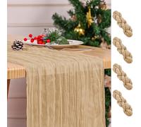 4 Pack Beige Table Runner 17 x 108inch Cheesecloth Table Runner Boho Gauze Table Runners for Dining Table Rustic Sheer Fabric Table Runners for Wedding Party Bridal Shower Spring