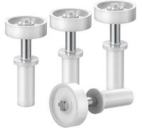 4 Pack Bifold Door Top Guide Wheels, Spring-Loaded Roller Guide Wheel for Bifold Cabinet Door, Smooth & Quiet Closet Door Hardware Repair Kit, White+Silver