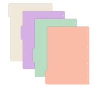 4-Pack Binder Dividers with Tabs, Multicolored A4 Plastic Dividers for 3-Ring Binders - Binder Organizer with Index Tabs for School, Office, Home, Classroom Organization