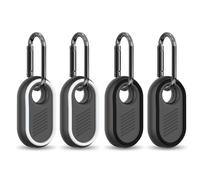 [4 Pack] BIQIRE Case for Samsung Galaxy Smart Tag 2, Rugged Full Protective Anti-Slip Waterproof Soft Silicone Galaxy SmartTag 2 Case Cover with Key Ring, for Keys, Luggage, Pets (Black & White)