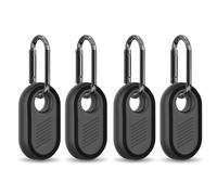 [4 Pack] BIQIRE Case for Samsung Galaxy Smart Tag 2, Rugged Full Protective Anti-Slip Waterproof Soft Silicone Galaxy SmartTag 2 Case Cover with Key Ring, for Keys, Luggage, Pets (Black)