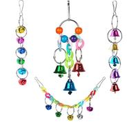 4 Pack Bird Bells Toy, Chewing Hanging Ring Toy, Cage Bite for Pet Budgie Parakeet Cockatiel Conure Macaw African Grey Eclectus