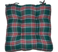 4 Pack Black and White Buffalo Plaid Chair Cushions, 17x16.5in Checked Seat Pads with Ties for Dining, Kitchen, Outdoor Patio Chairs(Green)