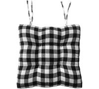 4 Pack Black and White Buffalo Plaid Chair Cushions, 17x16.5in Checked Seat Pads with Ties for Dining, Kitchen, Outdoor Patio Chairs(Black a)