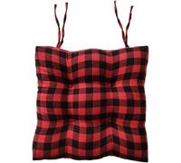 4 Pack Black and White Buffalo Plaid Chair Cushions, 17x16.5in Checked Seat Pads with Ties for Dining, Kitchen, Outdoor Patio Chairs(Red a)