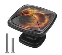 4 Pack Black Cabinet Knobs, Dragon Drawer Dresser Pulls Square Kitchen Cabinet Hardware Knobs for Cabinets and Drawer