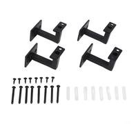 4 Pack Black Carbon Steel Stair Handrail Bracket, Wall Mount Bannister Support Fitting for Indoor Outdoor Stairs, Heavy Duty METALs Rail Anchor with Screws Included