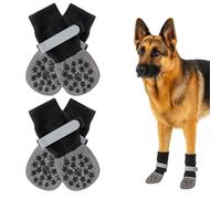 4 Pack Black Dog Paw Protectors, Stop Licking, Medium Size for 20-30 lb Dogs, Indoor Outdoor Hardwood Floor Walking, Dog Booties for Sore Paws