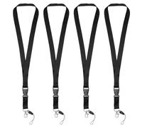 4 Pack Black Lanyards for ID Badge with Card Holder, Quick Release Neck Strap for Office School Staff Keys - Durable Material ID Card Lanyard Set 52×2cm