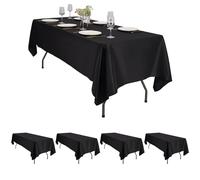 4 Pack Black Rectangle Tablecloth 60×126 inch Table Cloth Polyester,White Tablecloths for Rectangle Tables Waterproof Stain Resistant Washable Rectangle Table Cover in Bulk for Wedding Party Buffet