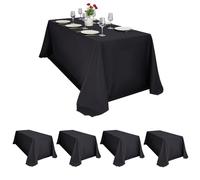4 Pack Black Rectangle Tablecloth 90×132 inch Table Cloth Polyester,White Tablecloths for Rectangle Tables Waterproof Stain Resistant Washable Rectangle Table Cover in Bulk for Wedding Party Buffet