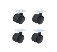 4-Pack Black Swivel Plate Caster Wheels, 30mm Nylon Chair Table Castor Replacement for Industrial Furniture Hardware
