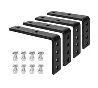 4 Pack Black Trailer Fender Brackets, L-Shaped Metal Mudguard Mounting Brackets with 8 Bolts and Lock Nuts for Compatible Utility, Boat and Cargo Trailers