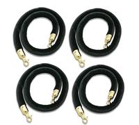 4-Pack Black Velvet Rope with Hooks - 3.3ft Crowd Control Barrier for Events, Weddings, Hotels & Cinemas - Durable Queue Management Solution for Line Control & VIP Access