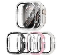 4 Pack Bling Case for Apple Watch Ultra 3 2025 /Ultra 2 /Ultra 49mmm, Glitter Rhinestone Diamonds Protective Case with Tempered Glass Screen Protector Replacement Cover for iWatch 49mm Women