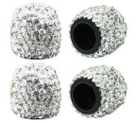 4 Pack Bling Dust Caps, Sparkling White Handmade Crystal Diamond Car Tyre Valve Caps Universal Bling Car Valve Stem Covers Chrome Attractive Dustproof