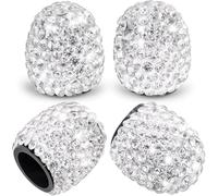 4 Pack Bling Tyre Valve Caps - Crystal Diamond Dust Caps - Universal Car Tyre Valve Stem Covers - White Sparkling Auto Accessories