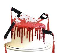 4 Pack Bloody Knife Cupcake toppers Horror Bleeding Knives Cupcake Picks Horror Halloween Cake Decorations for Halloween Theme Have a Killer Birthday Party Supplies