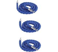 4 Pack Blue Twisted Stanchion Rope with Silver Hooks - 3.2cm Thick Queue Line Ropes for Effective Crowd Control(180cm)