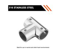 4 Pack Boat Handrail Tee, 316 Stainless Steel 90 Degree Marine T Connector , T Joint for Yacht Deck Railing 22mm