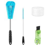 4 Pack Bottle Brush Cleaner Set, Including Long Water Bottle Brush, Straw Brush and 3 in 1 Multi Functions Brush, Suitable for Stanley Cups, Baby Bottles, Travel Mugs, Decanters, Straws (Blue)