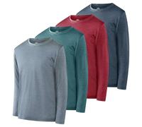 4 Pack: Boys Girls Youth Long Sleeve Base Layer Shirt Football Skins Rugby Compression Running Training Plain Teen Active Wear Athletic Quick Dry-Fit Crew Undershirt Tee Top Kids -Set 2, Medium