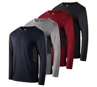 4 Pack: Boys Girls Youth Long Sleeve Base Layer Shirt Football Skins Rugby Compression Running Training Plain Teen Active Wear Athletic Quick Dry-Fit Crew Undershirt Tee Top Kids -Set 5, Small