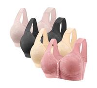 4 Pack Bra for Women UK Sale Full Coverage Lace Bras Ladies Front Fastening Bralette Sexy Push Up Everyday Bra Seamless Bralettes Elegant Underwear with Wide Straps Comfortable Bras Brassiere