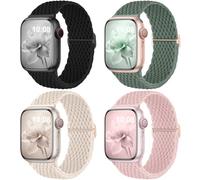4 Pack Braided Strap Compatible for Apple Watch Straps 40mm 41mm 38mm 42mm 44mm 45mm 46mm 49mm, Breathable Stretchy Elastic Sport Loop for iWatch Series 11 10 9 8 7 6 5 4 3 2 1 SE Ultra for Women Men