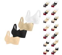 4 Pack Bras for Women Non Wired Seamless Bras Women Comfortable Ribbed Bralettes Sports Bra Soft Support Lift Full Coverage Bralettes Everyday Plus Size Bra