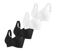 4 Pack Bras for Women Non Wired Seamless Women's Bras Comfortable Ribbed Bralettes Sports Bra Soft Support Lift Full Coverage Bralettes Everyday Plus Size Ladies Sleep/T-Shirt Bra