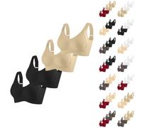 4 Pack Bras for Women Non Wired Seamless Women's Bras Comfortable Ribbed Bralettes Sports Bra Soft Support Lift Full Coverage Bralettes Everyday Plus Size Ladies Sleep/T-Shirt Bra