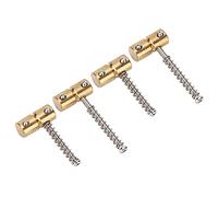 4-Pack Brass Bass Bridge Saddles for 4-String Electric Bass, 9mm Diameter String Guide, Pressure Bar, and Saddle Rail Compatible with Most Electric Basses