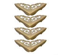 4 Pack Brass Corner Protectors for Furniture Edge Trim on Cabinets Drawers Wardrobes Featuring Classic Ornamental Detailing (8cm)