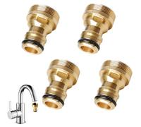 4 Pack Brass Tap Connector, Universal Kitchen Mixer Brass Tap Hose Connector, Hose Pipe Fitting Water Adapter Tool, for Kitchen Sink Garden Hosepipe