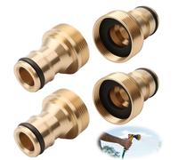 4 Pack Brass Universal Tap Connector Set 22mm Female to 24mm Male Threaded Fittings Adaptor Pipe Joiner Fitting Water Hose Tap Connector Adapter Tool for Kitchen Garden Car Wash Washing Machine