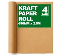 4 Pack Brown Kraft Paper Roll 690MM x 2.5M - Heavy Duty Brown Kraft Wrapping Paper Roll for Giftwrap, Parcel Packing, Arts & Craft