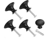 4 Pack Brushed Nickel Cabinet Knobs | 22mm Round Stainless Steel Drawer Pulls Handles | Anti-Fingerprint Hardware for Wardrobe, Cupboard, Dresser, Kitchen Cabinets (Black)