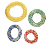 4 Pack Buddhist Sound Bowl Cushion Rings Cotton Cloth Ring Set | 10/12/14/16cm Sizes, Embroidered Cloud Pattern, Chinese Style, Meditation Cushions Color Random Color