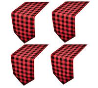 4 Pack Buffalo Check Table Runners Red and Black Plaid Table Runner for Christmas Dinner, Lumberjack Party, Outdoor or Indoor Gatherings Table Home Decorations 12"x72"