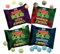 4 Pack Bundle Barnett Sweets Mega Sour Candy - Raspberry | Fruits | Apple | Watermelon - Trendy Sweet Bags - Traditionally Handmade Sweets (104g x 4)